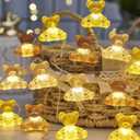 Cute Bear Decor String Lights, Fairy Theme Decorations Lights for Shower Decorations, Remote 8.5ft 20 LEDs with Battery & USB Plug in for Christmas Party Bedroom Camping Birthday Gift