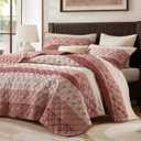 Comfort Spaces Tashi Lightweight Queen Quilt Bedding Set, 3 PC, Terracotta, Full/Queen