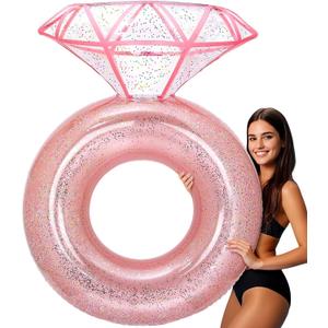 Pool Floats, Inflatable Diamond Ring Pool Float for Bachelorette Party, Engagement Ring Floatie for Beach Party & Tubes Pool Toys Float for Adults
