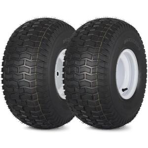 20x10.00-8 Lawn Mower Tire and Wheel, 4 Ply Tubeless Tire, Replacement 20x10-8nhs Riding Lawn Mower and Tractor Rear Tire and Wheel Assemblies, 3.5" Offset Hub, 3/4" Borehole, and 3/16" Keyway