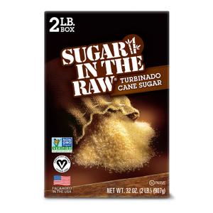Sugar In The Raw Granulated Turbinado Cane Sugar, No Erythritol, Pure Natural Sweetener, Hot & Cold Drinks, Coffee, Cooking, Baking, Vegan, Gluten-Free, Non-GMO, Bulk Sugar, 2 Pound (Pack of 12)