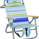 Backpack Beach Chair Wide Seat High Back Folding Camping Chair for Adults 5-Position Recline Supports 400 lbs Portable Chair with Cup Holder Cooler Bag Storage Pouch for Outdoor Lawn Picnic