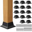 4x4 Post Base 15PCS Black Square Brackets Internal Size 3.5 x 3.5 Inch | Heavy Duty Steel Deck Post Base Cover Fit for 4 x 4 Standard Wood Post Anchor Deck Base Plate