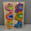 Adena Montessori 24PCS Wooden Stacking Puzzles for 3-6 Year Old Toddler,Wooden Sorting Stacking Toy for Baby Boys Girls 3+,Educational Learning Shape Sorter Color Stacker Preschool Kid Gift(Dinosaur)