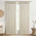 Unique Pinch Pleated Blackout 80 Inch Room Divider Curtains 2 Panels Set, Cream Memory Shape Insulated Dual Layer Thick Natural Linen Privacy Sound Dampening Modern Windows Curtain with Hooks & Rings