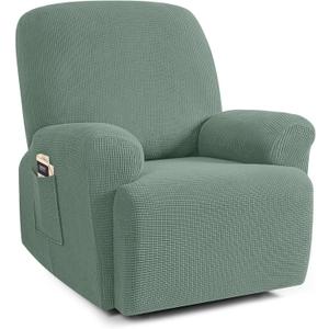 TAOCOCO Recliner Cover 4-Pieces, Recliner Stretch Sofa Slipcover, Recliner Cover 1 Seat, Couch Protector Soft, Furniture Protector Covers with Elastic,Chair Covers Jacquard Pattern (Sage Green)