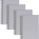 Paper Junkie 4 Pack Blank Spiral Bound Notebooks for College, School, Gray, 80 Sheets, Unlined Paper 5.7" x 8.3 - Notebook - Spiral Journal