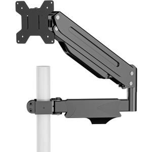suptek Single Monitor Arm, Full Motion Pneumatic Pole Mount Arm for 17 to 32 inch Monitor Screens, Support Weight up to 22lbs,75mm and 100mm VESA Plate, Black
