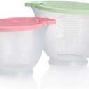 Tupperware Classic Mix-N-Store Pitcher Set in Mint Green and Candy Pink, Dishwasher Safe and BPA Free (2 Bowls, 2 Lids)