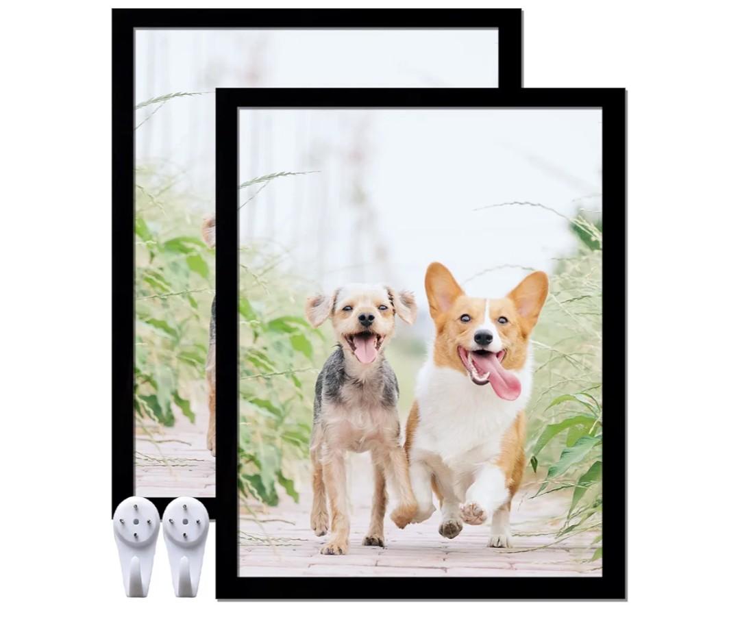 12x15 Picture Frame Set of 2, Black Photo Frames High Transparent Wall Gallery Desktop Horizontal Vertical for Canvas Collage Photo Poster Certificate 12 x 15 inches