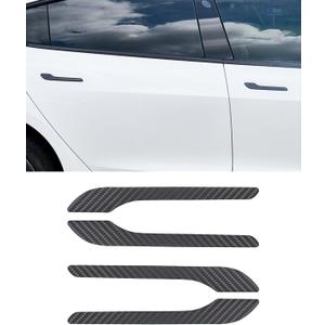 Matte Real Carbon Fiber Door Handle Covers for Tesla Model 3 Highland 2017-2024 / Model Y 2020-2023 4PCS Door Handle Protector Covers Exterior Accessories