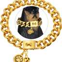 Gold Chain Dog Collar 23mm Cuban Link Dog Collar with Snap Buckle 18K Gold Plated Stainless Steel Metal Dog Chain Collars for Medium Large Dogs Includes Dog (22") (22"(Fit Dog Neck 19"-21"))