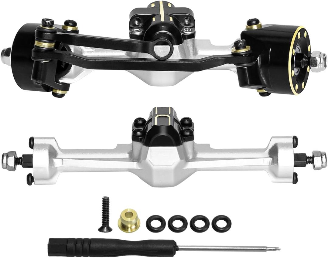 LRFHL RC Front and Rear Axles SCX30 Axle for 1/30 Axial SCX30 RC Crawler Upgrade (Silver)