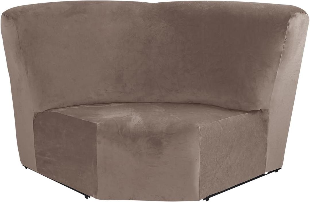 MIFXIN Corner Sofa Cover 1 Piece Velvet Stretch Corner Couch Cover for Sectional Recliner Sofa Slipcover Reclining L Shape Sofa Couch Additional Seat (Tan)