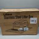 Stainless Steel Litter Box with Lid,Front Entry Top Exit Kitty LitterBox,Extra Large Enclosed Metal Cat Box with Litter Scoop & Litter Mat-Black