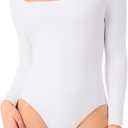 DAVID ARCHY Women's Long Sleeve Modal Soft Bodysuit Going Out Tops for Women (White, M)