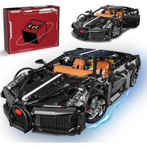Sports Car Building Blocks Set for Adults, La Voiture Noire 1:10 Scale Race Car Model Building Toy Set Super Cars Display Model Collectible Set Gifts for Boys Teens Age 8+ (1949PCS)
