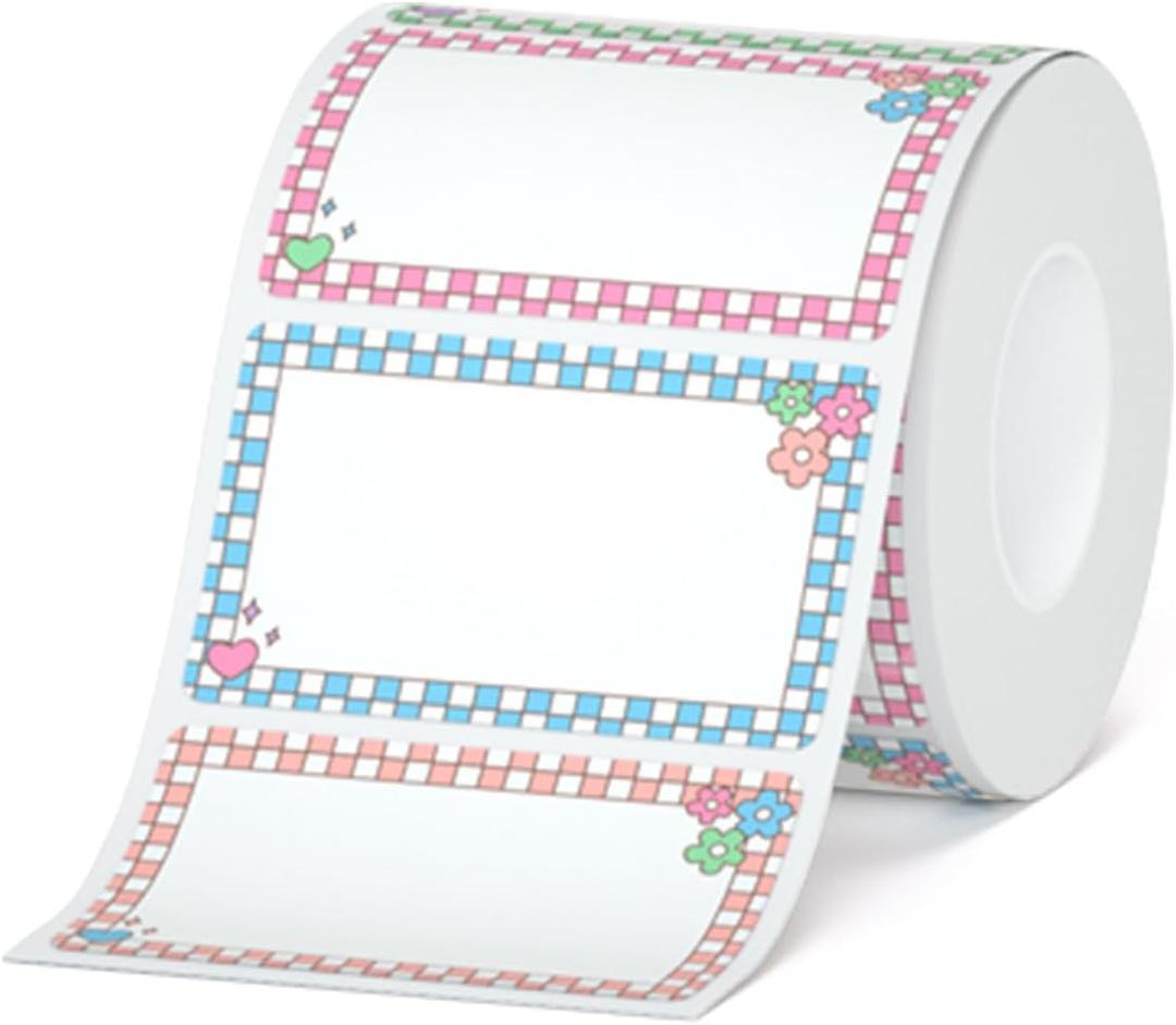 HPRT Thermal Labels for T20 Label Printer, 1.97" x 1.18"(50x30 mm) Waterproof Sticker Paper, Color Thermal Tape for HPRT T20/T260LR Label Maker, 200 Labels/Roll, Plaid Flower