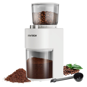SOWTECH Conical Burr Coffee Grinder, Adjustable Electric Mill, 38 Precise Grind Settings, Precision Timer, for Espresso, Drip and French Press, Home &Office, Beige