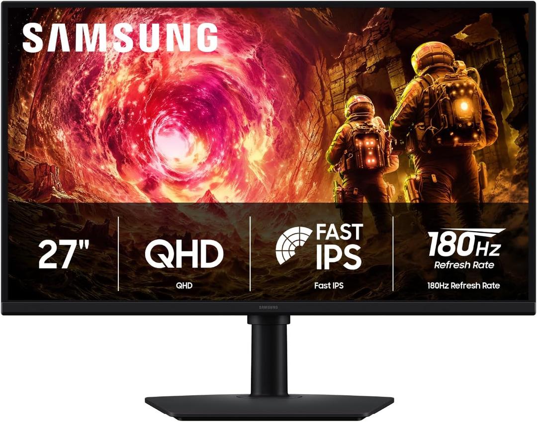 Samsung 27 Odyssey G5 G50F QHD Resolution Gaming Monitor, 180Hz Refresh Rate, Fast IPS Panel, HDR10, NVIDIA G-Sync Compatible, 1ms Response Time (GtG), AMD FreeSync, Adjustable Stand, LS27FG502ENXZA