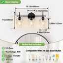 MOKATNG 3-Light Bathroom Light Fixtures, Black Vanity Lights for Bathroom with Clear Glass, 19.5 Inch Bathroom Lighting Fixtures Over Mirror, Modern Wall lamp for Cabinet Hallway