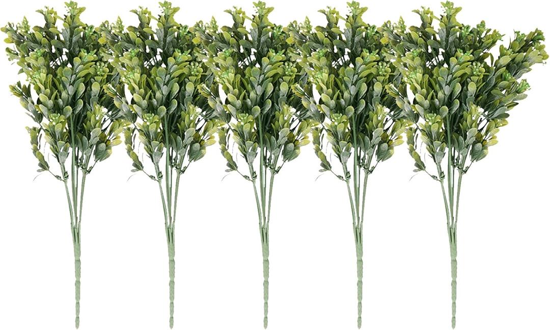 Artificial Green Leaves, Eucalyptus/Milano/Pine/Yugali/Willow Leaves Faux, Lifelike Man Made Plastic Plants DIY for Home Table Garden Office Green False Leaf Decor (Milan, 5 PC)