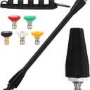 PWACCS Pressure Washer Accessories Kit  16 Inch Power Washer Replacement Wand with 5 Spray Tips and Turbo Nozzle  Compatible with Ryobi, Portland, Husky Black