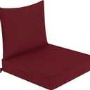 downluxe Outdoor Chair Cushions 24x24 with Removable Cover, Waterproof Patio Furniture Cushions, Deep Seat Cushions for Outdoor Furniture with Backrest for Sofa, Couch and Patio Chairs, Burgundy