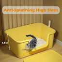 Cat Litter Box with High Sides for Indoor Cats,Low Entry Open Top Cat Litter Pan for Kittens & Senior Cats,High Wall Easy Cleaning Anti-Splashing cat Litter Tray (Grey)