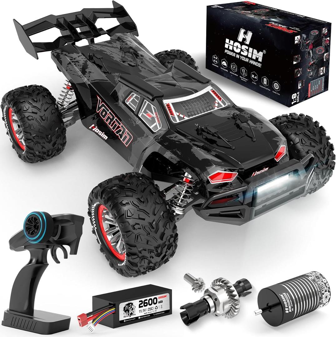 Hosim RC Cars Mini 1:8 RC Truck for Adults, Vortan RTR Brushless RC Cars Fast 50+mph All Terrain 4WD Remote Control Car Hobby Waterproof RC Car Electric Off-Road Monster Trucks with 3S Battery