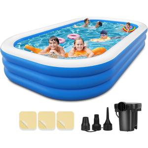 Family Pool Inflatable with Pump - 136'' x 72'' x 22'' Swimming Lounge Pools for Adults Family