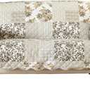 Great Bay Home Reversible Patchwork Loveseat Cover - Washable Slipcover Furniture Protector with Elastic Straps - Perfect for Kids & Pets - Box-Stitched Detail (Taupe)