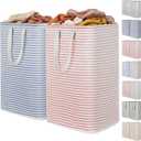 Lifewit 2 Pack Laundry Basket 80L Each, Collapsible Clothes Hamper with Reinforced Handles, Freestanding Waterproof Design for Bedroom and Laundry Room, Pink&Blue 160L Total