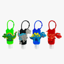 4Pcs Cartoon Kids Empty Travel Bottles Hand Sanitizer Holder with Silicone Case Keychain Carrier, Leak Proof Refillable Portable Travel Containers for Liquid Soap, Lotion (Dinosaur)