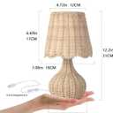 Ziqqeelam Rattan Small Bedside Table Lamp for Bedroom, Boho Mini Table Lamps for Nightstand, Farmhouse Small Table Lamps for Small Spaces for Kitchen Counter, Bookshelf, Bedroom, Kids Dorm