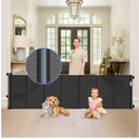 Reinforced 90 Inch Retractable Baby Gates Extra Wide Baby Gate with Reinforced Strips, 7.5ft Long Retractable Dog Gate for The House 33 Inch Tall Extra Long Pet Gates for Wide Openings, Black