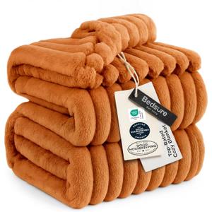 Bedsure GentleSoft Queen Blanket for Bed - Cozy Soft Fall Blankets for Women, Cute Large Fall Throws for Girls, Orange, 90x90 Inches