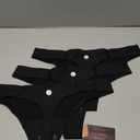 Seamless Thong Period Underwear for Women Teens Light Flow Moisture Wicking Side Leak Prevention Panties 3 Pack (Medium, Black)