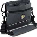 Viklluyr Dog Treat Pouch with Magnetic Closure, 2 Zip Pockets, Removable Inner Pocket, Padded Shoulder Strap, Perfect Food Bag for Agility Training - Including Carabiner (Black)