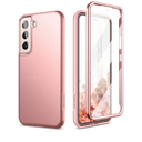 SURITCH for Samsung Galaxy S22 Case, [Built-in Anti-Scratch Screen Protector] 360° Full Body Protection Dual Layer Shockproof Rugged Bumper Phone Cover for Galaxy S22 6.1 Inch (Pink Gold)