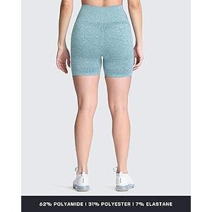 Aoxjox Vital Seamless Workout Biker Shorts for Women Tummy Control High Waisted Exercise Booty Running Short 5" (Vital New Forest Green Marl, X-Small)