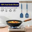 HOTEC Silicone Spatula Set of 2 Heat-Resistant 600F & BPA-Free Kitchen SaptulaTurner with Stainless Steel Handles, Slotted & Solid Spatulas for Nonstick Cookware, 13.7 Inch, Classic Blue