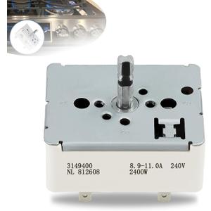 Upgrade WP3149400 3148954 3149400 3148953 3148951 WP3149404 Infinite Control Switch, for 8in Surface Buner Control Switch, Replace for Whirlpool Stove Switch, for 311858, 311859, 314140,3149400