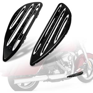 Goldfire Large Floorboards Driver Footpegs CNC Blade Aluminum Front Rider Foot Rest Pedal Motorcycle Accessories Fit for Harley Touring 1984-2026, Softail FL 1986-2026, Dyna FLD, Black