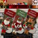 JIEFULL 1 Pcs 18.5" 3D Christmas Stocking Large, Xmas Santa, Snowman Classic Fireplace Hanging Plush Stockings, Reindeer Character for Holiday Home Party Decorations
