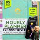 Hourly Planner  Undated Weekly & Monthly Goal Setting Planner, 12-Month to Increase Productivity | Life & Gratitude Journal, Include Foldable Vision Board, Gift Box & Stickers (B5 18.29 x 25.65 cm, ['Soft Turquoise'])