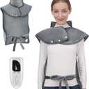 Fast Heating Electric Heating Pad for Neck and Shoulder and Back with 6 Heating Settings & 4 Timer, Large Size Heated Wrap with Auto Shut Off & Machine Washable (Dark Gray, 37x24inch)