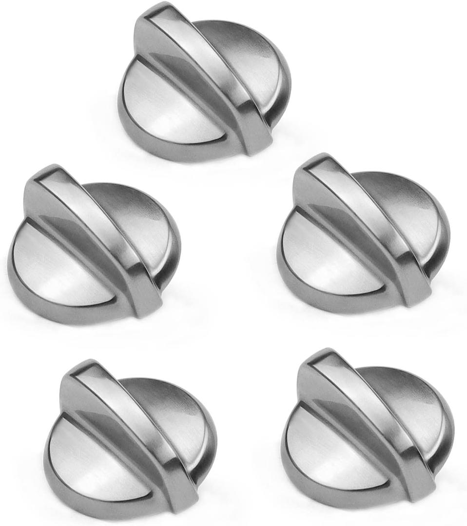 Fetechmate WB03T10325 Heavy Metal Knobs Compatible with G.E Cooktop Burner Stove Control Knobs Replace 2691864 AP5690210 PS3510510 EAP3510510 (5 Pack)
