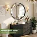 Round Bathroom Mirror, 24 Inch Black Circle Mirror with Metal Deep Frame, Round Mirrors for Wall Decor, Vanity, Entryway, Living Room