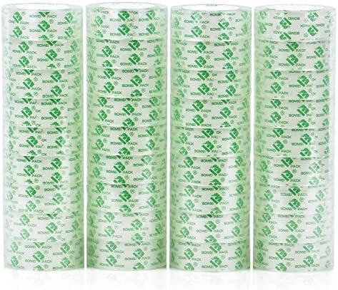 BOMEI PACK 32vRolls Crystal Clear Tape for Gift Wrapping, Transparent Tape Refills for Dispenser, Office Tape for Home and School, 3/4Inch x 1000 inch